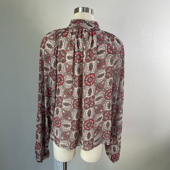 Ramy Brook Blouse Womens Large Boho Paisley Print Long Sleeve Button Front Shirt - Picture 9 of 9